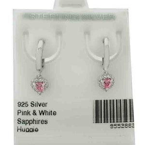Pink Sapphires & White Sapphires Dangling Earrings .925 Sterling Silver