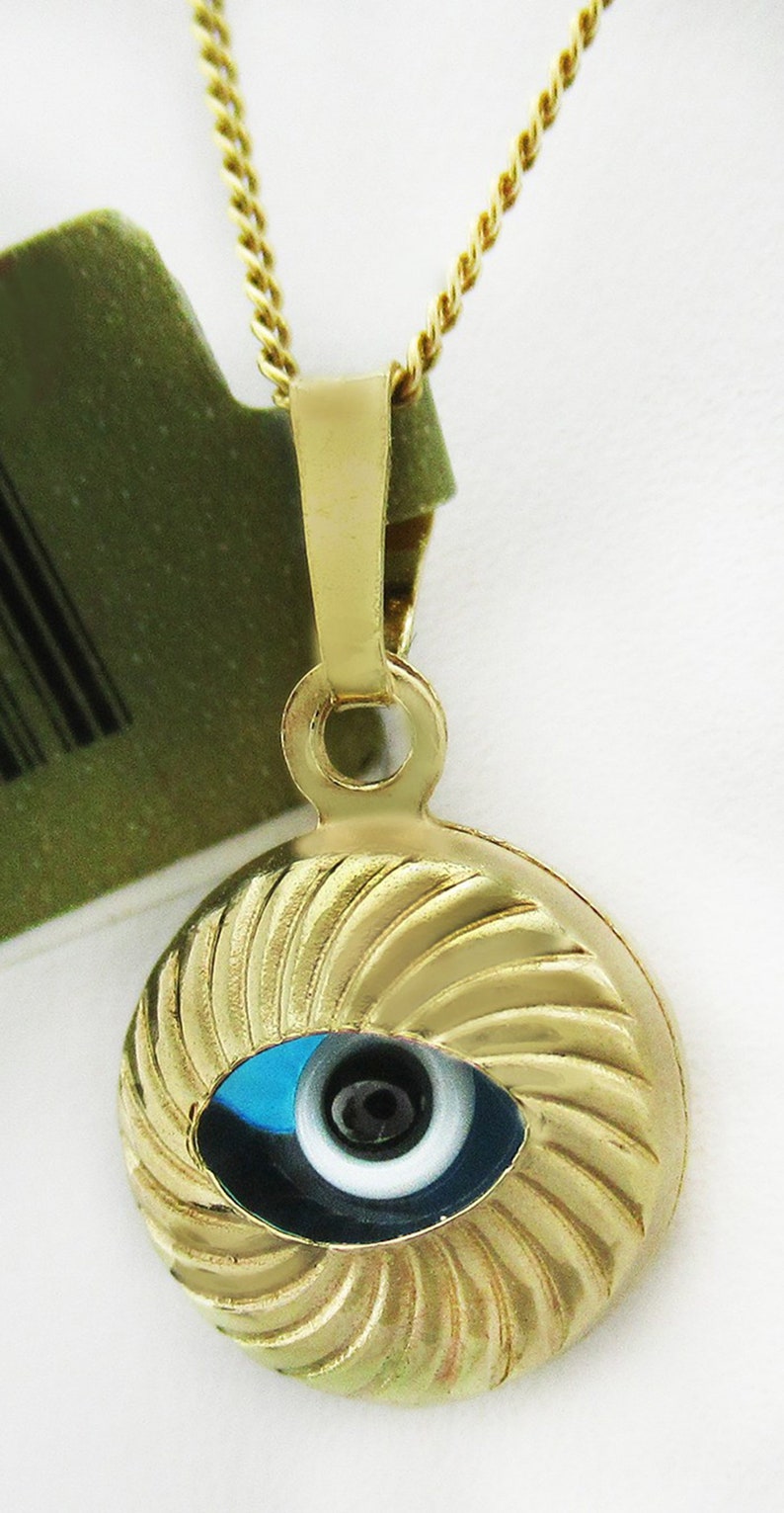 Evil Eye Pendant Necklace Yellow Gold 14K
