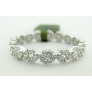 Created 2.25 Cts White Sapphires Eternity Ring .925 Silver