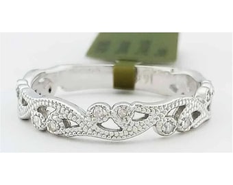 Genuine Diamond Band Ring 14k White Gold
