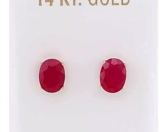 Genuine 4.30 Cts Ruby Stud Earrings 14k Rose Gold