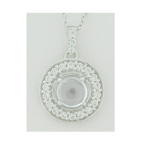 Pendentif En Argent 925 Avec Saphir Blanc Certifié AGL - Pierre émeraude Cut - Neuf Sans Emballage