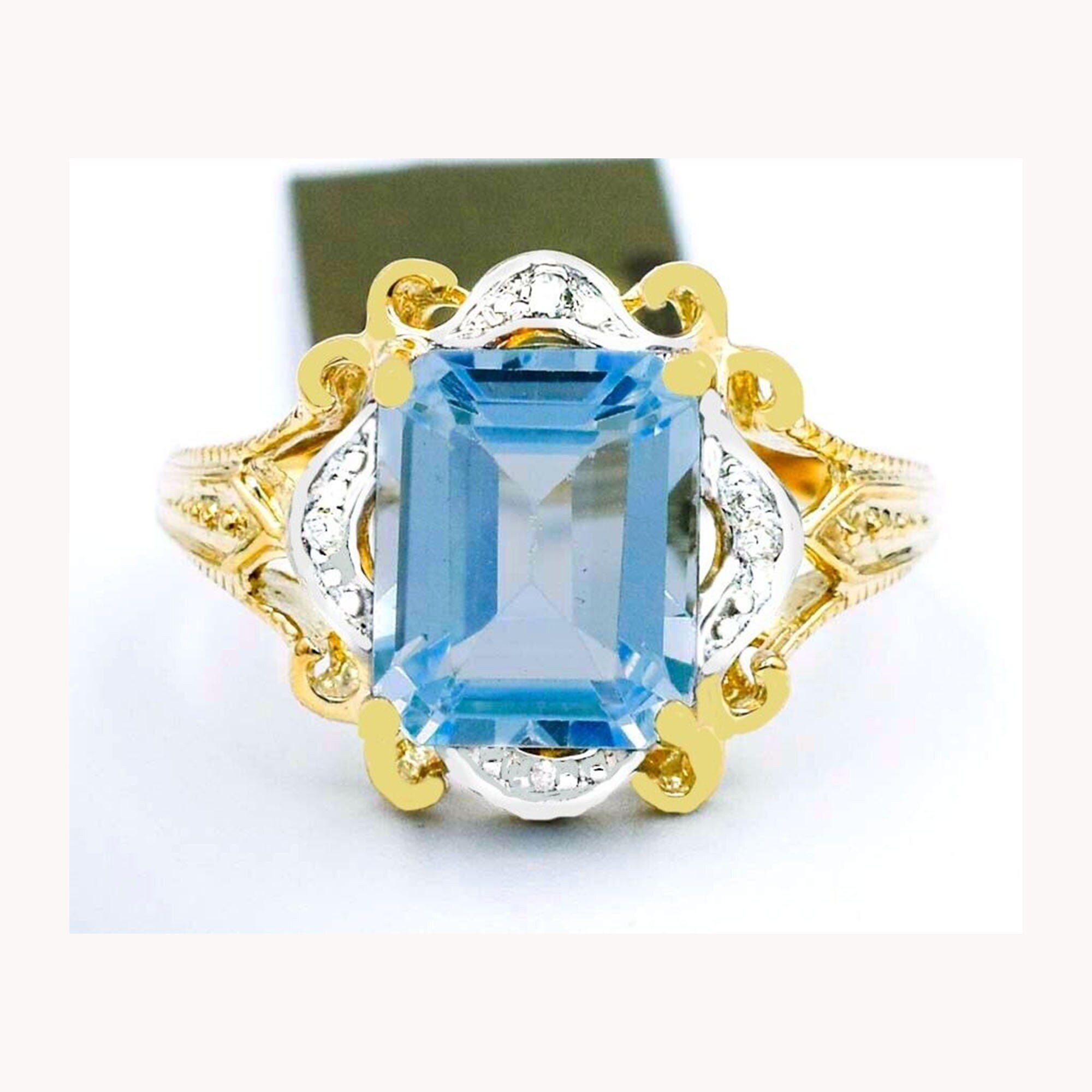 Echte 3.87 Cts Aquamarin Diamant Ring 10K Gold Etsy