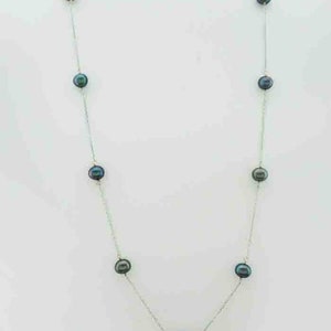 Genuine Tahitian Pearls Necklace 14k White Gold