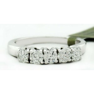 Genuine 1 Carat Diamonds Wedding Ring 14k White Gold