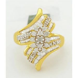 Genuine 1.25 Cts Diamonds Cocktail Ring 10k Gold