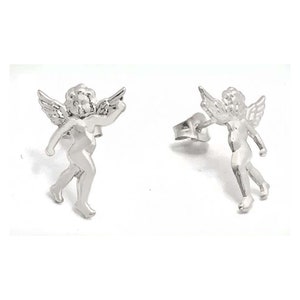 Massieve 14k witgouden engelenoorbellen