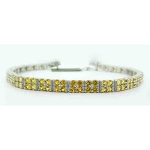 Genuine 8.54 Cts Yellow Topaz Tennis Bracelet .925 Silver