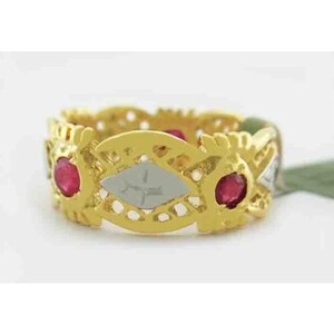 Genuine 0.50 Cts Rubies Ring 14K Yellow Gold