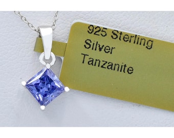 Created 0.75 Cts AAA Tanzanite Pendant Necklace .925 Sterling Silver