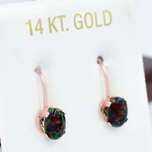 Genuine 1.46 Cts Opal Dangling 14k Rose Gold