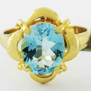Genuine 3.85 Ct Aquamarine Ring 10k Gold