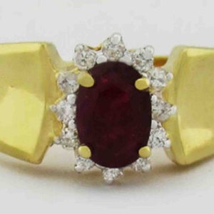 Genuine 0.68 Cts Ruby & Diamonds Ring 14K Gold ** Free Certificate Appraisal **
