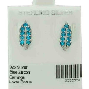Blue Zircon 0.80 Cts Leaf Dangling Earrings .925 SILVER