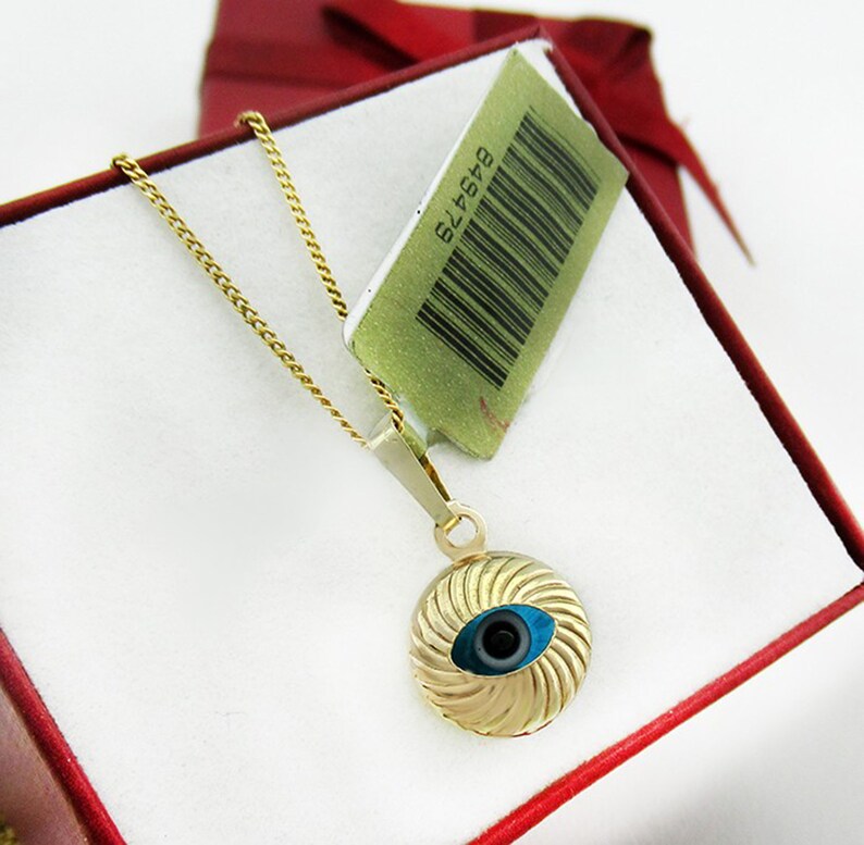 Evil Eye Pendant Necklace Yellow Gold 14K