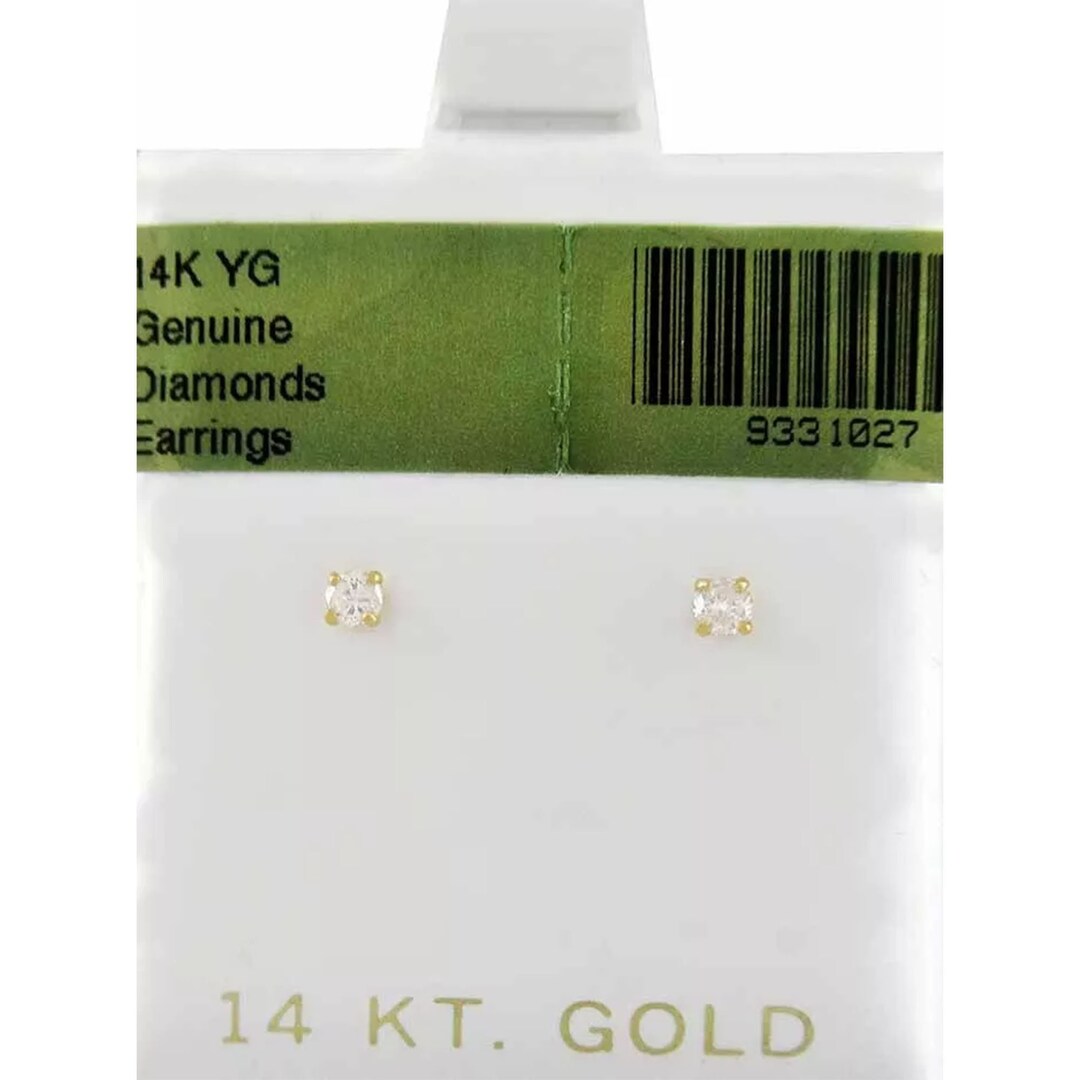 14K Solid Gold Post & Silver Simulated Diamond Stud Earrings