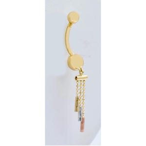 Piercing per ombelico a strisce pendenti in oro giallo massiccio 14k