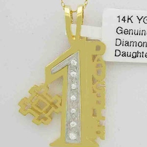 Genuine Diamonds #1 Daughter Pendant 14k Yellow Gold
