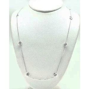 White Zircon 5.76 Cts Necklace 14k White Gold