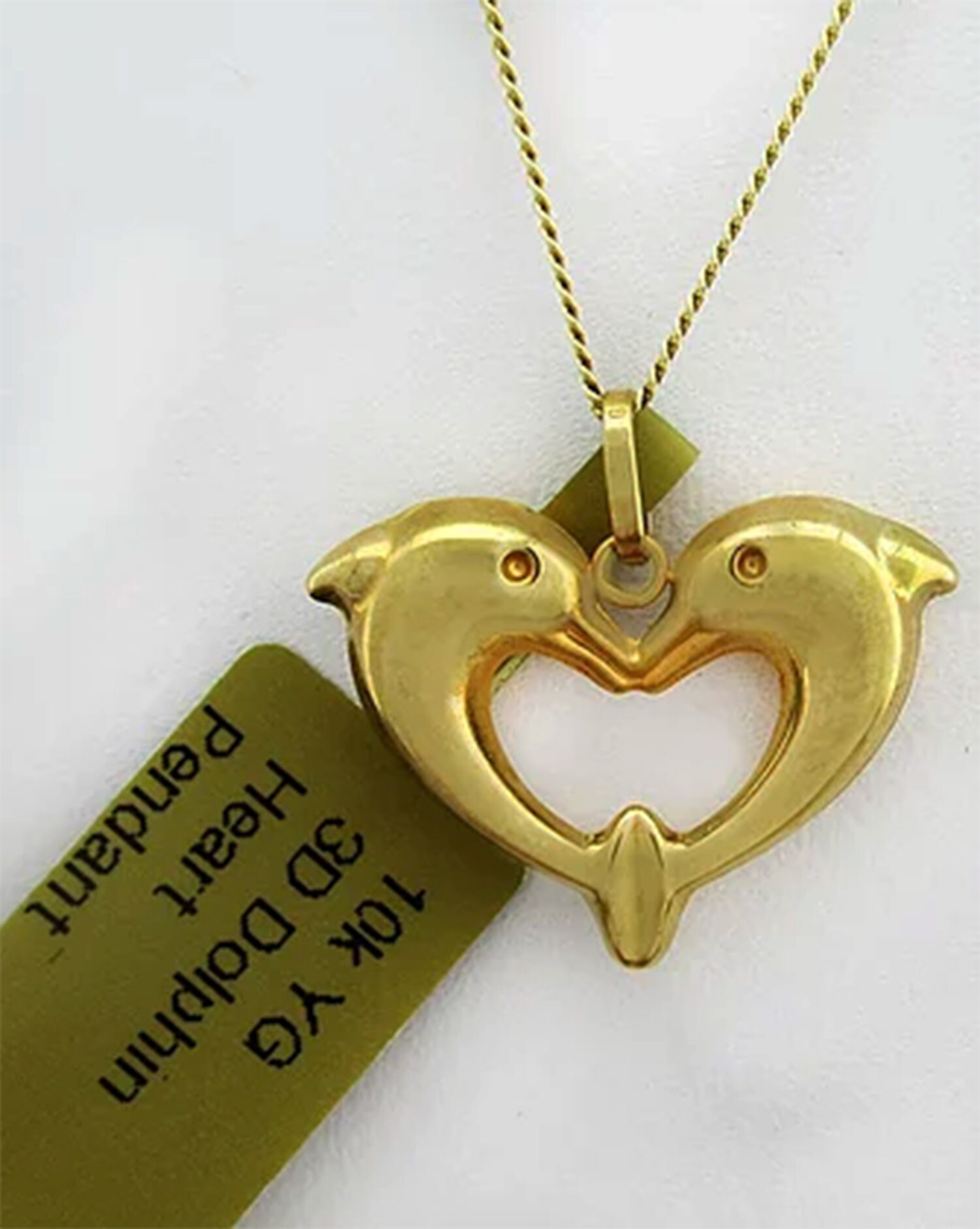 Dolphin Heart Pendant 10k Yellow Gold 
