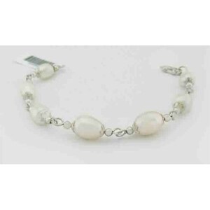 Genuine 11 X 9 mm LG Fresh Water Pearls Bracelet .925 Silver