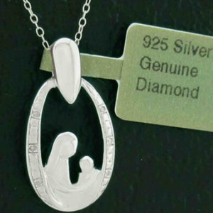Genuine Diamonds Mother & Daughter Necklace Solid .925 Silver