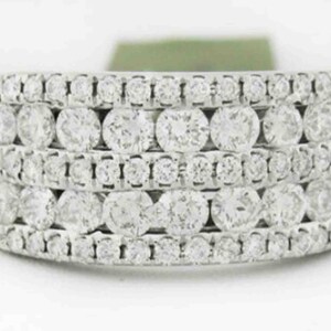 Genuine 3.50 Cts Diamonds Cocktail Ring 14k White Gold