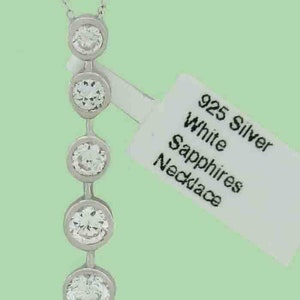 White Sapphires 1.38 Cts Necklace .925 STERLING SILVER *** New With Tag ***