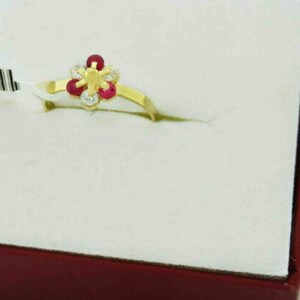 Ruby & White Sapphires Ring 14K Gold