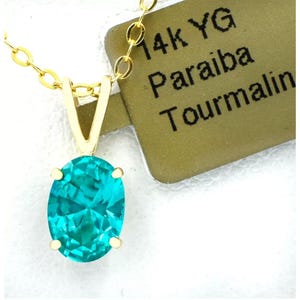 Paraiba Tourmaline 0.97 Cts Pendant 14k Yellow Gold
