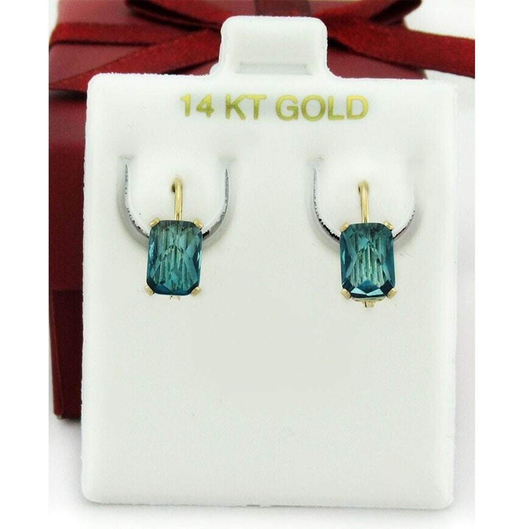 アクセサリー Blue Genuine 3.62 Cts Blue Zircon Earring 14k Gold - Etsy