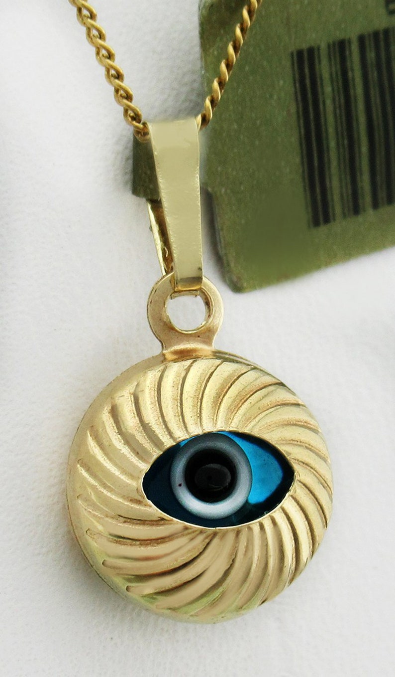 Evil Eye Pendant Necklace Yellow Gold 14K