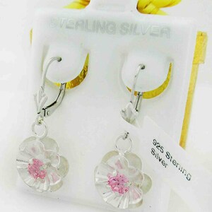 Pink Sapphires 0.52 Cts Dangling Earrings .925 Sterling Silver