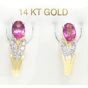Genuine 2.64 Cts Pink Sapphire & Diamonds Stud Jacket Earrings 14K Gold