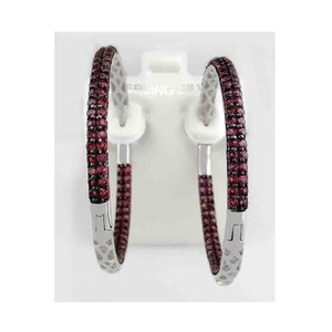 Echte 4,50 Cts Pink Turmalin Huggies Ohrringe .925 Silber