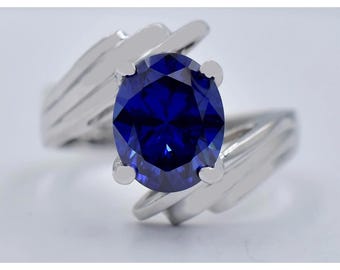 Created 3.26 Cts Tanzanite Ring 14k Solid White Gold