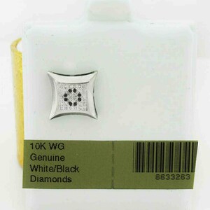 Genuine White & Black Diamonds Stud *Single* Earring 10k Gold