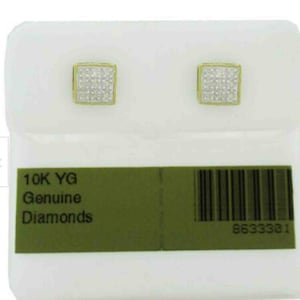 Genuine Diamonds Stud Earrings 10K Gold - Free Certificate Appraisal