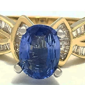 Genuine 2.57 Carats Tanzanite & Diamonds 14k Yellow Gold Ring