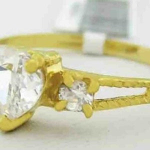Created White Sapphires Ring 10k Yellow Gold