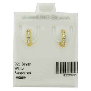 Created White Sapphires 0.25 Cts Huggies Earrings .925 Silver (gold finish)