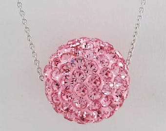 Pink Sapphire Ball Slide Necklace .925 Sterling Silver