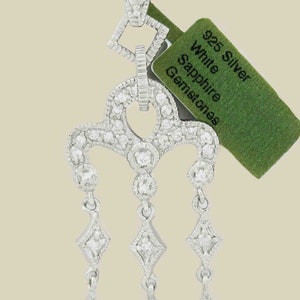 White Sapphires Dangling Necklace .925 Sterling Silver