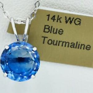 Blue Tourmaline 2.20 Cts Solitaire Pendant 14k White Gold
