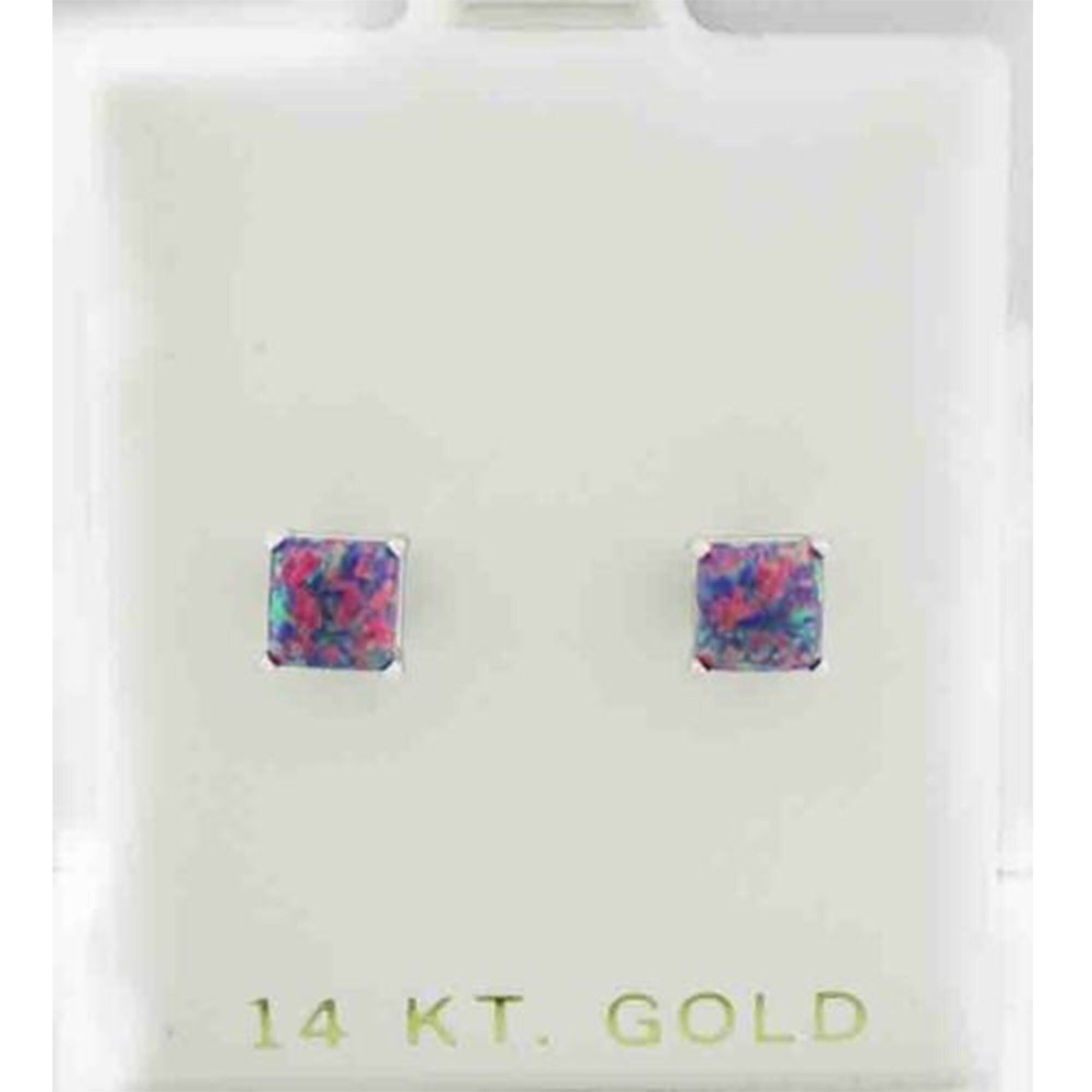 Genuine 1.04 Cts Opals Stud Earrings 14K White Gold