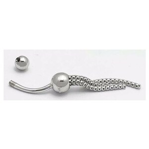 Belly Navel Ring Solid 14k White Gold