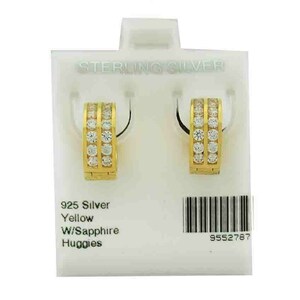 Created White Sapphires 0.84 Cts Huggies Earrings .925 Silver (gold)