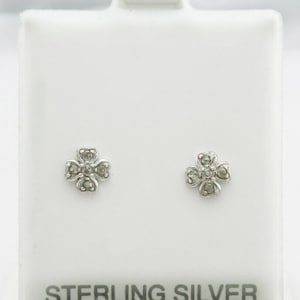 Genuine Diamonds Stud Clover Two-Toned Earrings 925 Sterling silver New With Tag