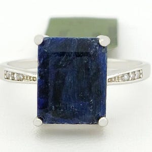 Echte 3,79 kts ring met blauwe saffier en witte saffier, 925 zilver