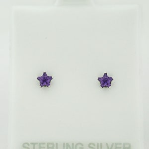 Amethyst 0.28 Cts Star Stud Earring .925 Sterling Silver